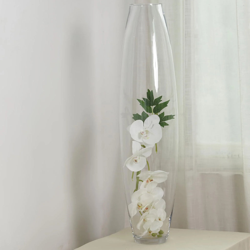 31" Tall Tapered Cylinder Glass Vase Clear O366
