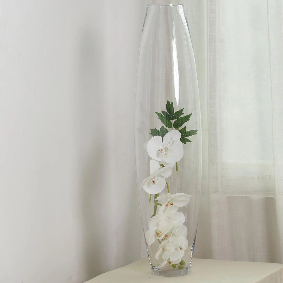 31" Tall Tapered Cylinder Glass Vase Clear O366