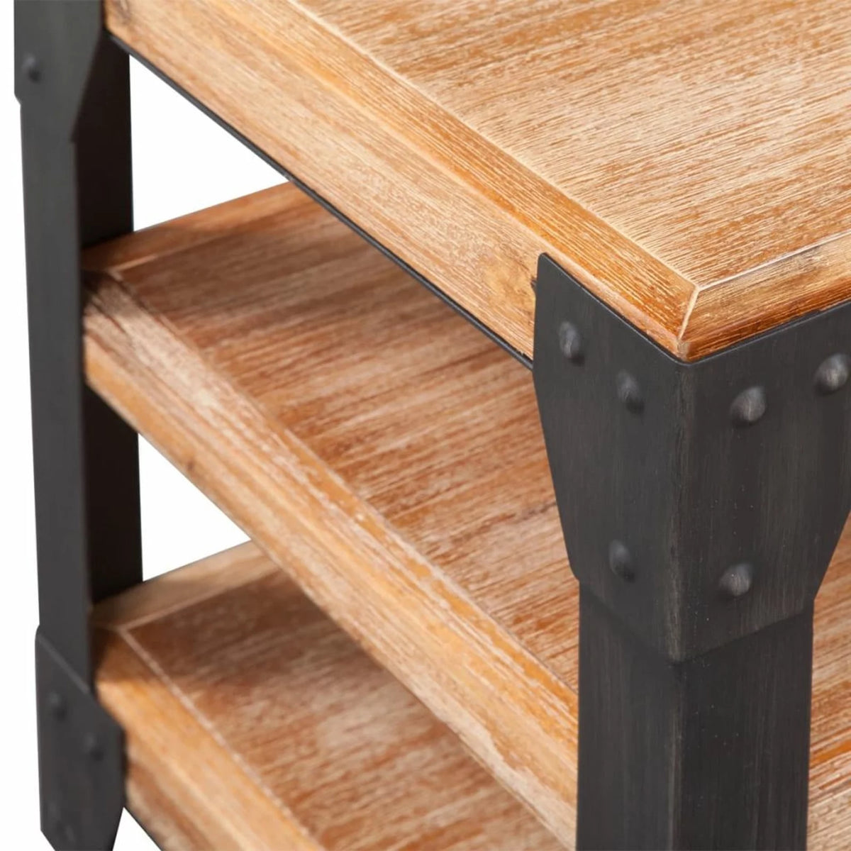 Reclaimed Wood TV Cabinet with Storage Shelves Steel Legs S86345