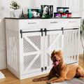 48'' Wooden Dog Crate Furniture with Divider and Storage Drawers W85214
