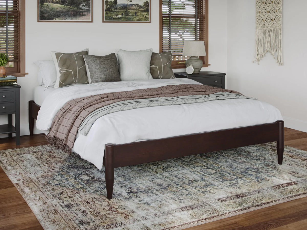 Espresso Solid Wood Platform Bed Twin XL Y68970