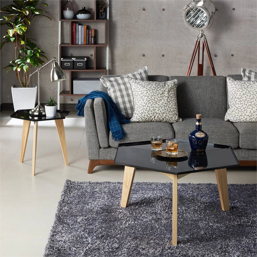 Black Metal Tray-Top End Table W3619