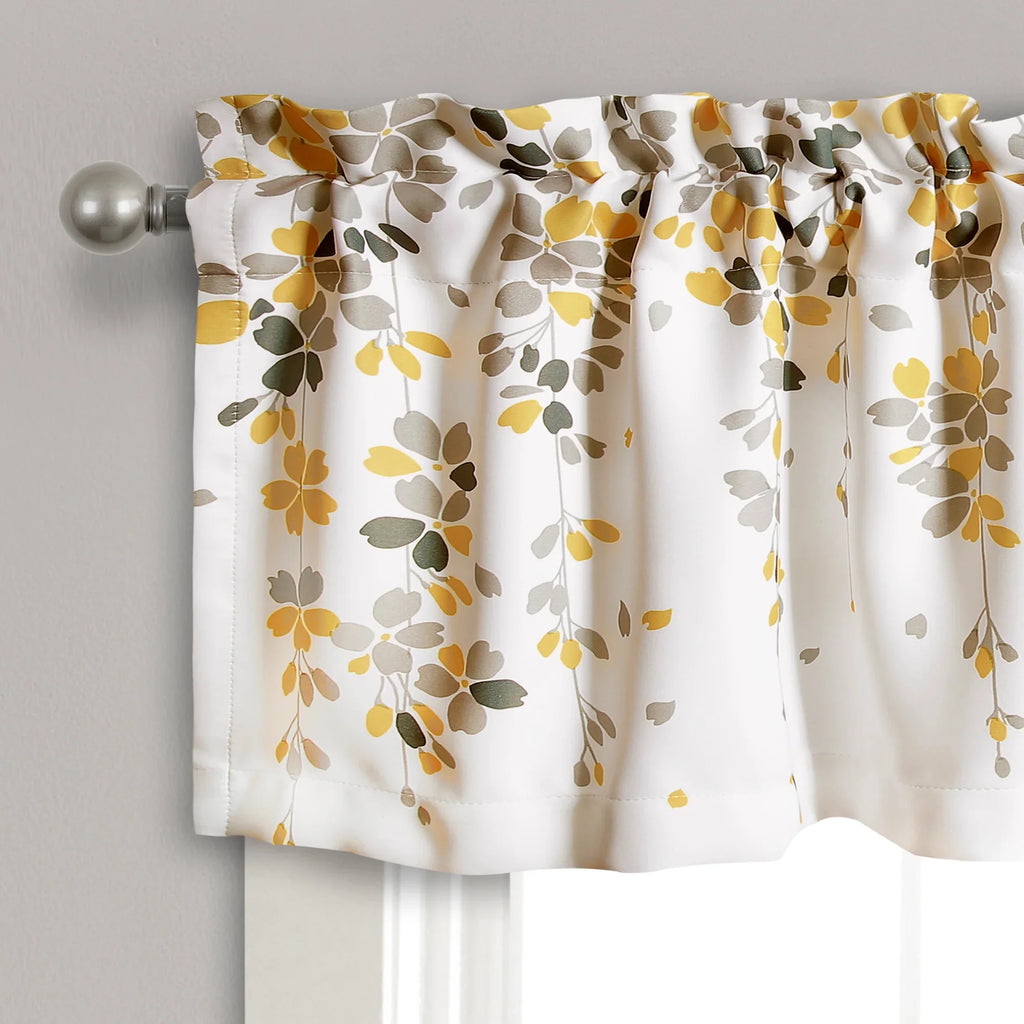 Floral Yellow Polyester Room Darkening Valance V66625