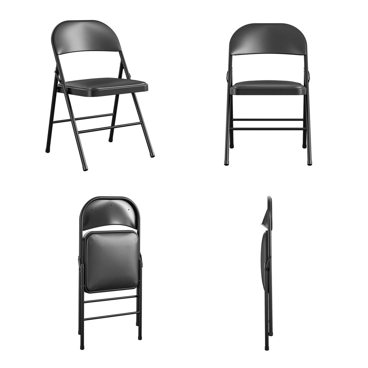 Black Vinyl Padded Metal Folding Chair 4-Pack H150