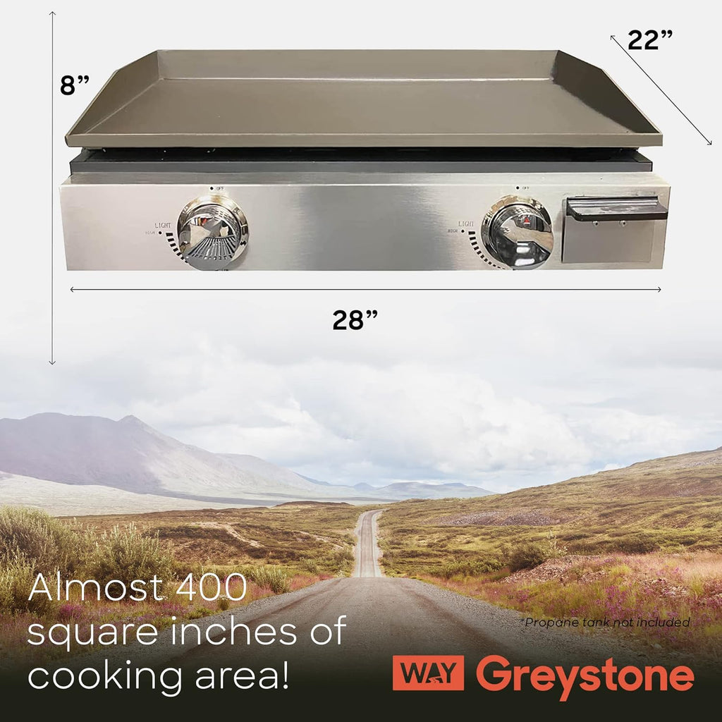 Black 25 Inch Stainless Steel RV Griddle with 2 Burners L757