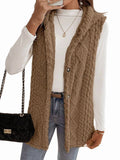 Oversized Fleece Hooded Cardigan Brown XL Y346331