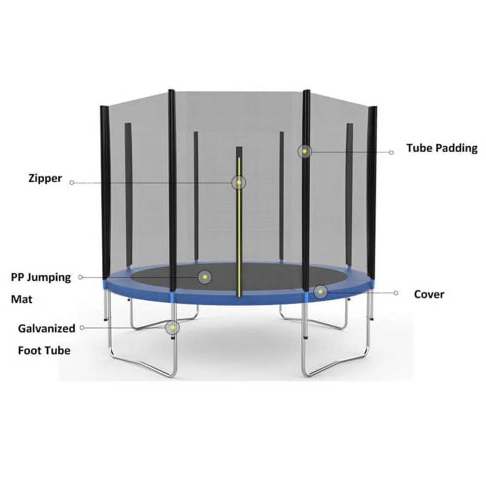 10FT Round Trampoline with Basketball Hoop and Safety Enclosure R2761