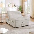 White 4-in-1 Folding Ottoman Bed with Storage Pocket and USB Port I490931