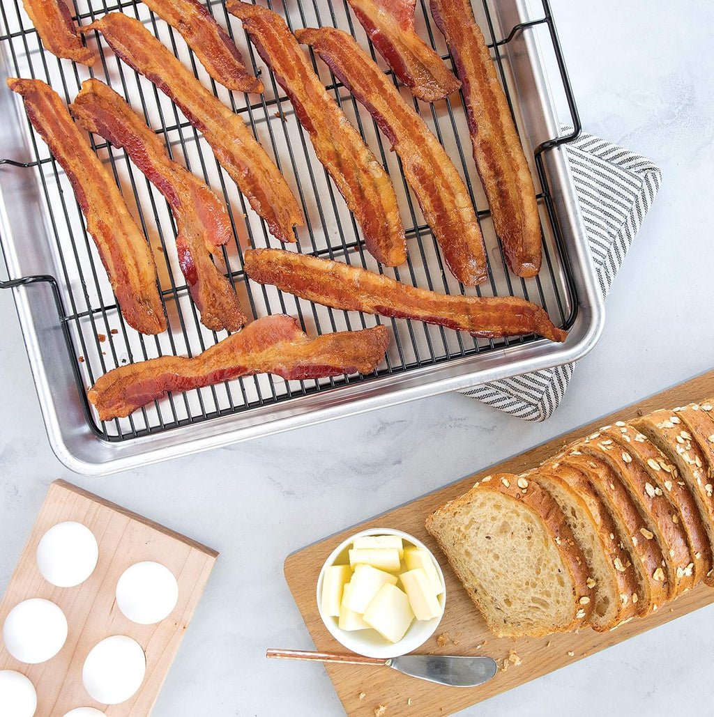 Extra Large Oven Crisping Baking Tray with Rack, Silver H85071