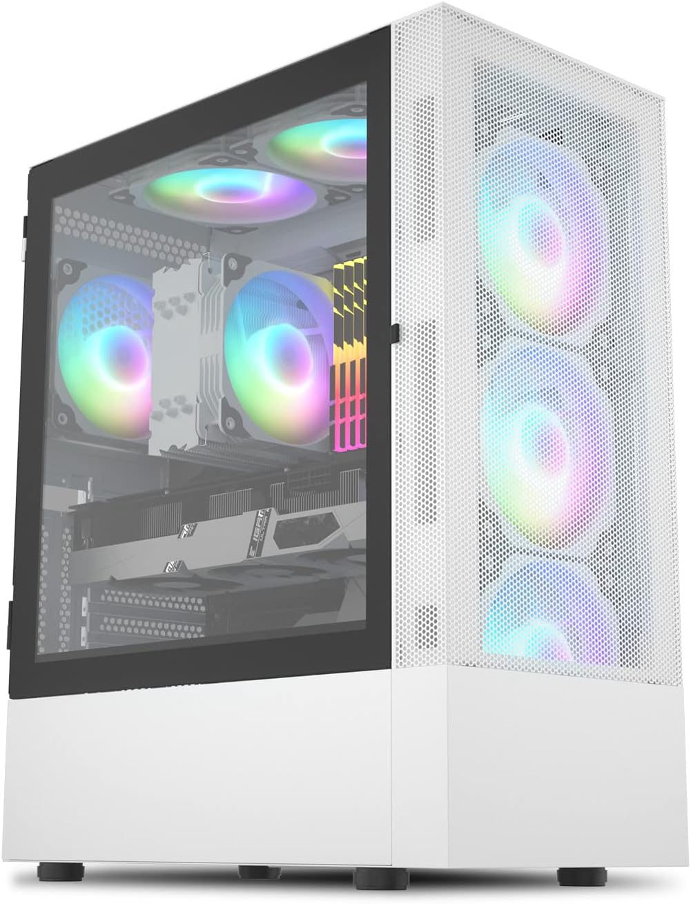 Pink Mid-Tower ATX PC Case with Tempered Glass E221