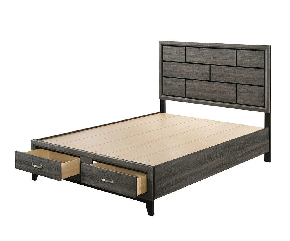 Weathered Gray Eastern King 6pcs Bedroom Set with Storage D949