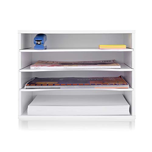 Wood Desktop File Organizer with Adjustable Shelves Q869694