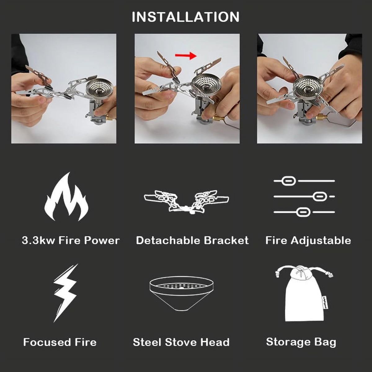 Camping Stove 3300W Backpacking Stove A857