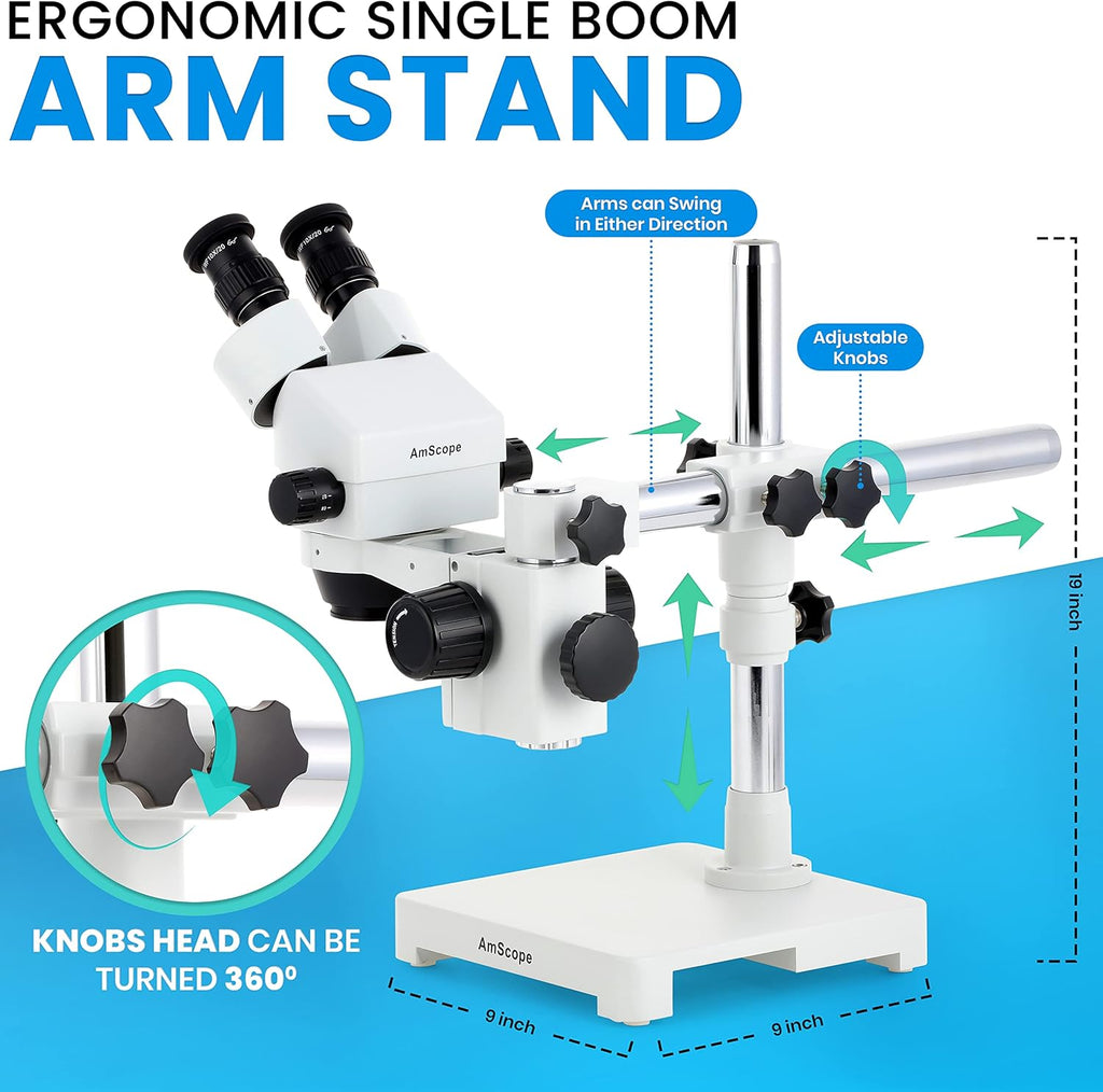 Binocular Stereo Microscope with LED Ring Light and Boom Stand F47817