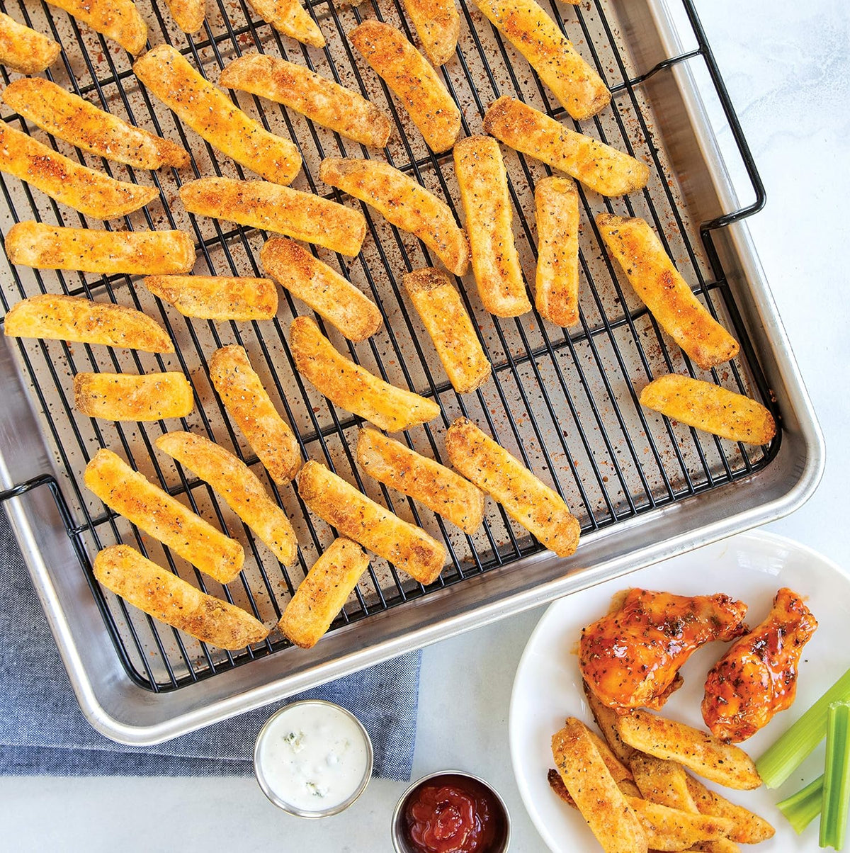 Extra Large Oven Crisping Baking Tray with Rack, Silver H85071