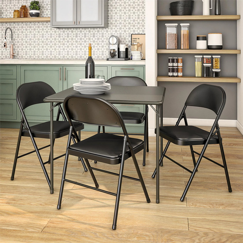 Black Vinyl Padded Metal Folding Chair 4-Pack H150