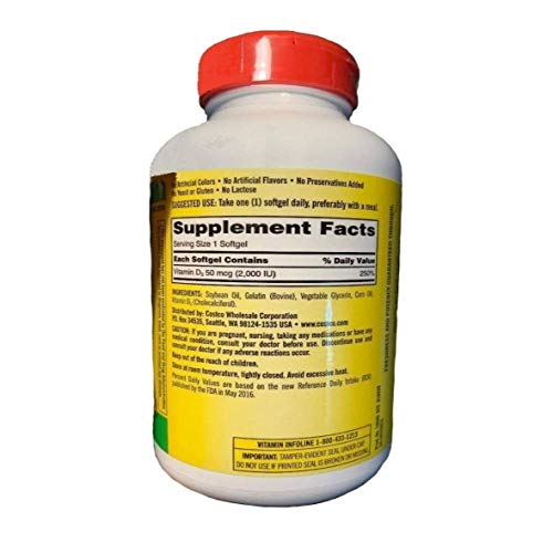 Extra Strength D3 50 mcg, 600 Softgels H4514