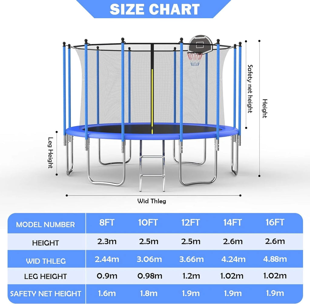 10FT Round Trampoline with Basketball Hoop and Safety Enclosure R2761