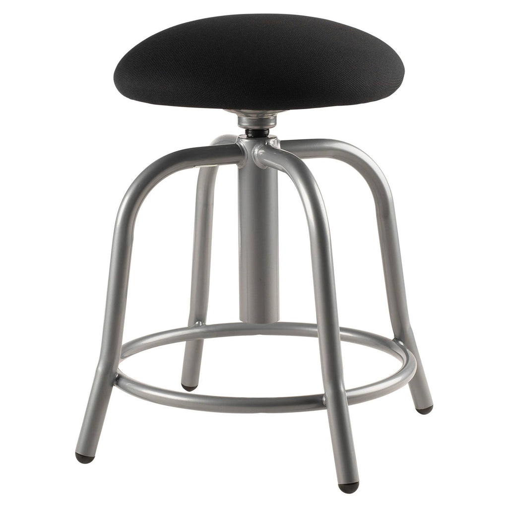 Designer Stool, Fabric Padded Black Seat, Grey Frame I2193