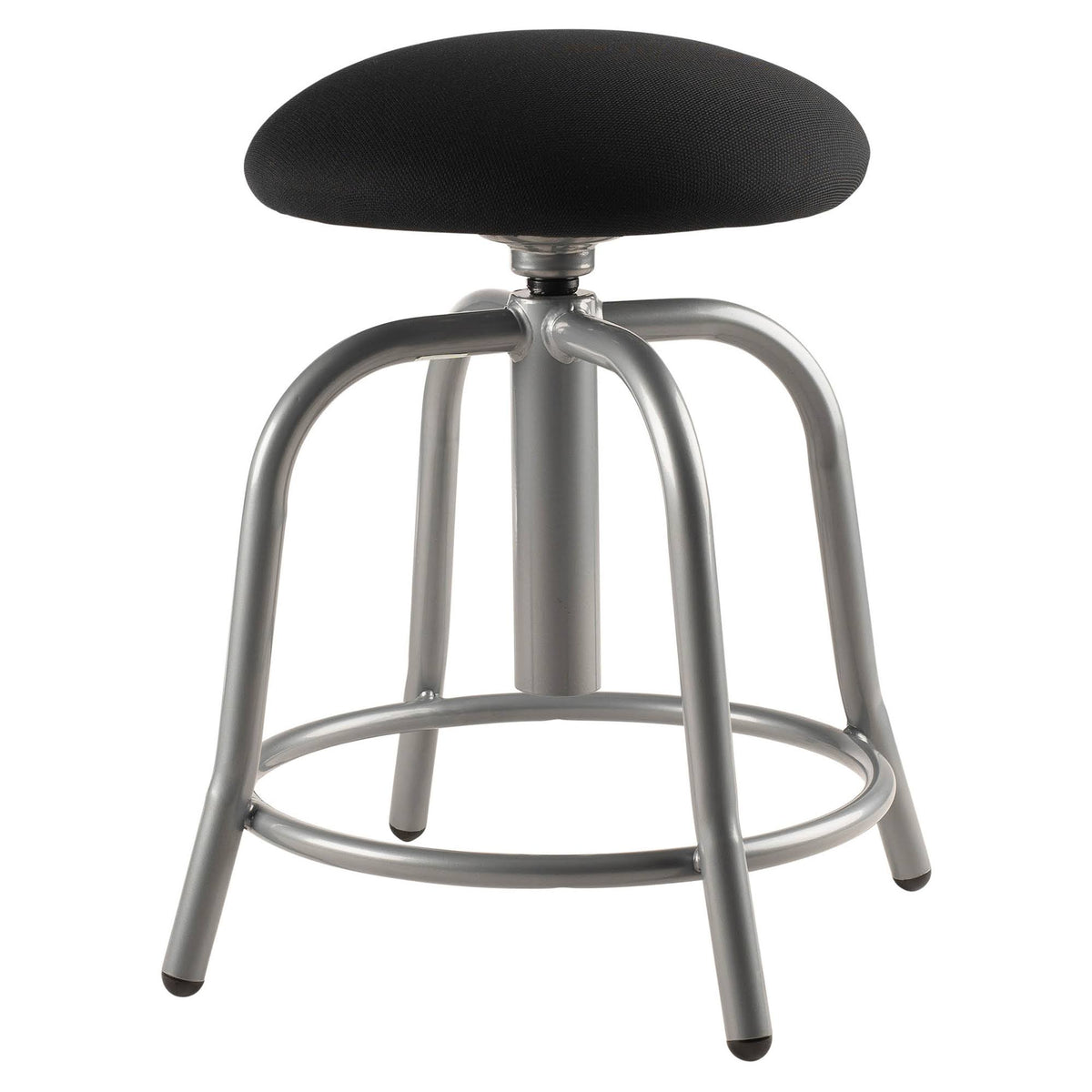 Designer Stool, Fabric Padded Black Seat, Grey Frame I2193