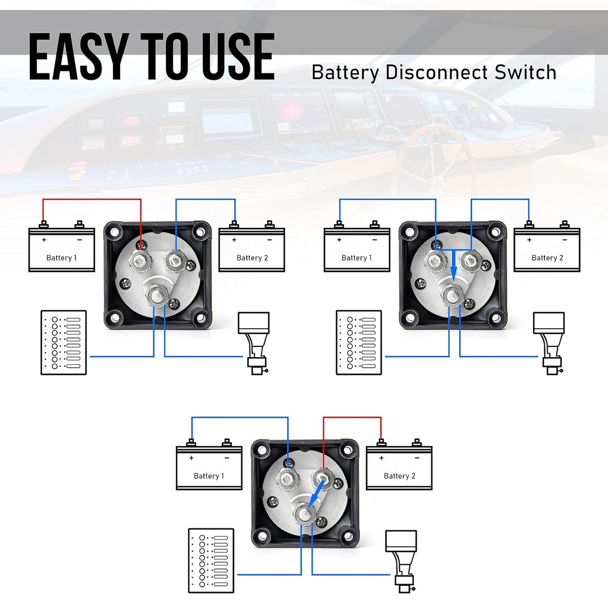 Battery Disconnect Switch 1-2-Both-Off 12V Marine Battery Master Switch B79184