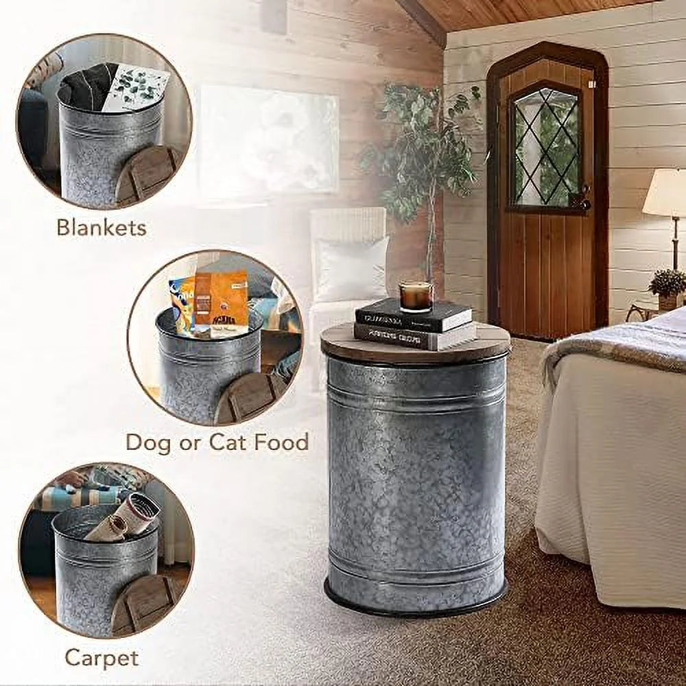 Rustic Ottoman Seat Stool Side Table Set of 2 U79384