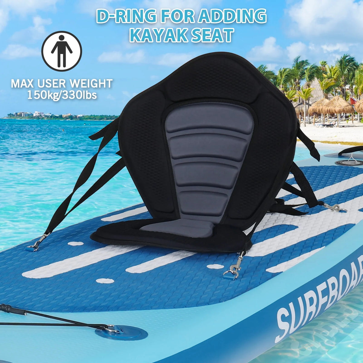 11 Ft Inflatable Stand Up Paddle Board and Sit-on Kayak Set, Non-Slip Deck SUP Paddle Board with SUP Accessories & Backpack, Blue M337