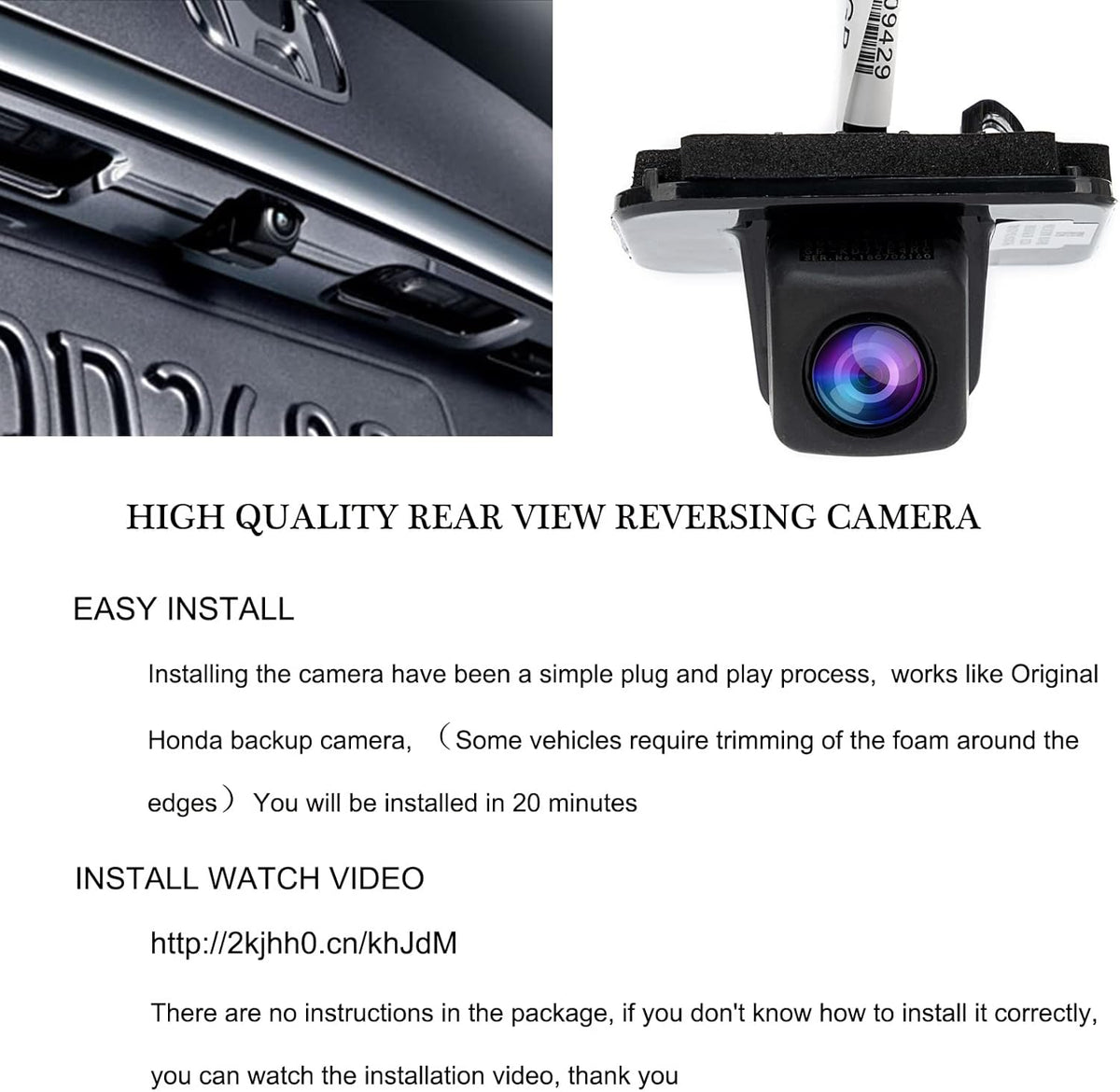 Rear View Backup Camera for Honda Accord Sedan 2014 2015 2016 2017 D30886
