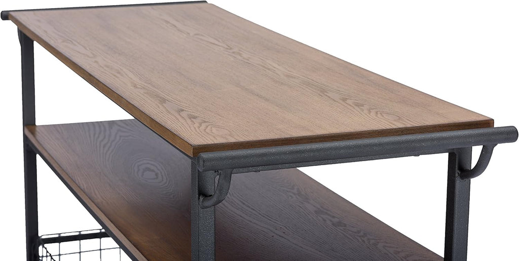 Brown Wood and Metal Kitchen Cart Z952794