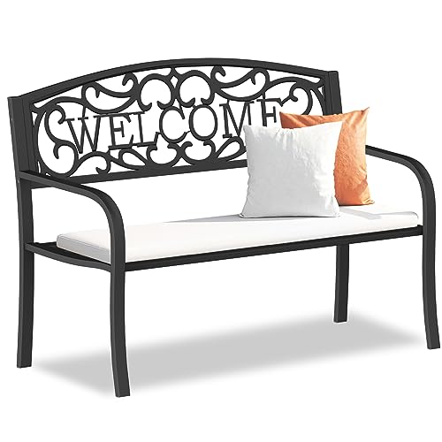 Weatherproof Heavy-Duty Wrought Iron Outdoor Bench C306