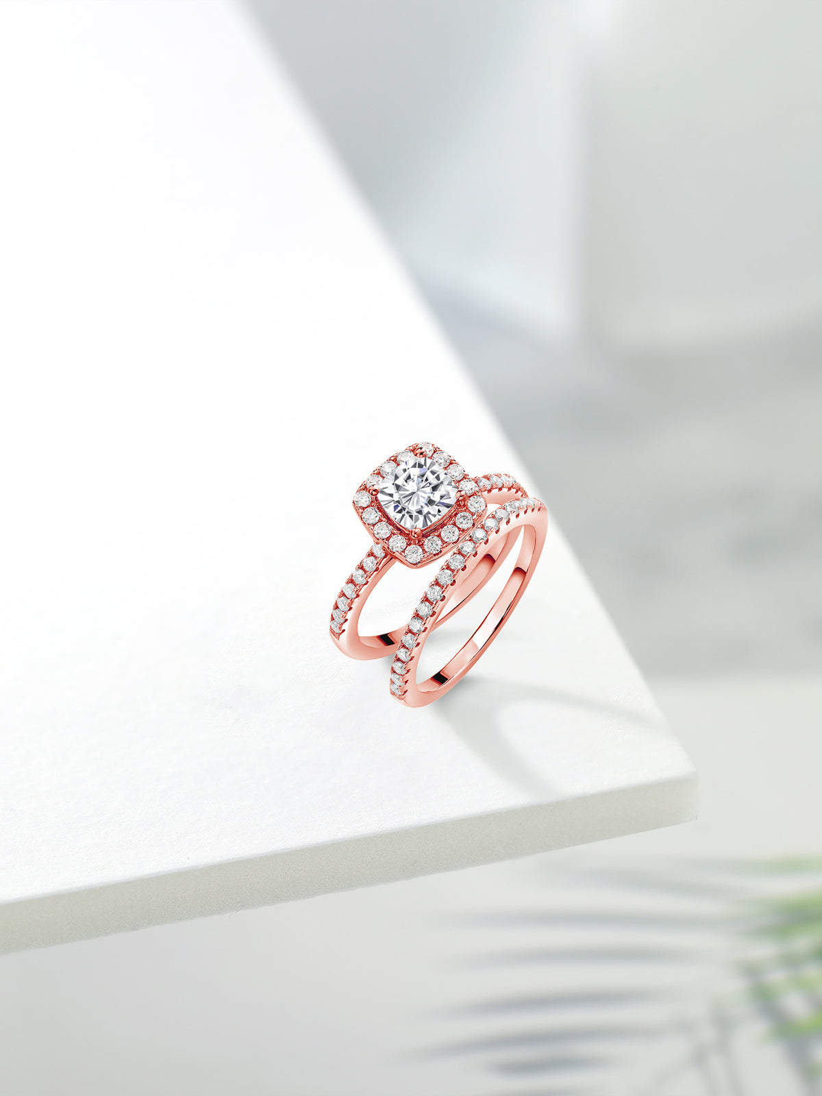 18K Rose Gold Plated Silver Moissanite Wedding Engagement Ring Band (1.62 Cttw) X1430