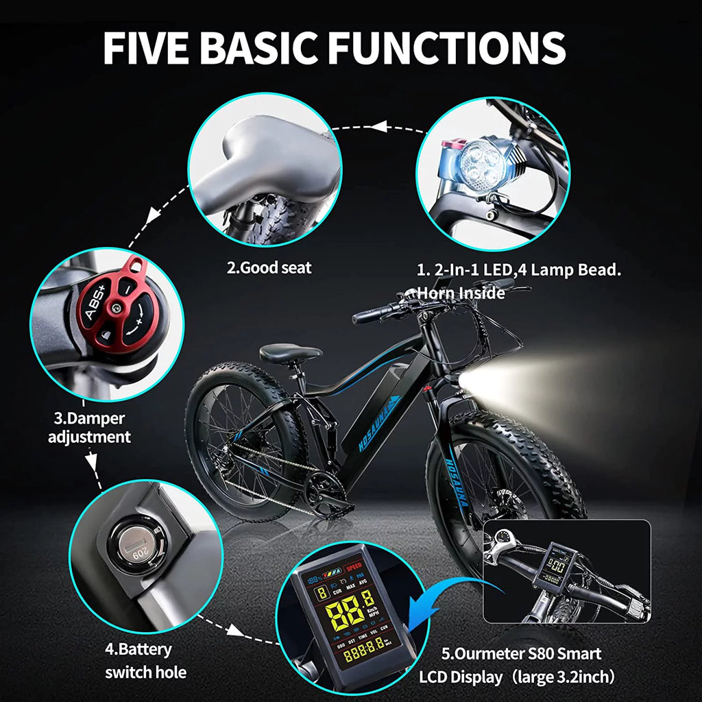 500W 26'' Fat Tire Electric Mountain Bike L50946
