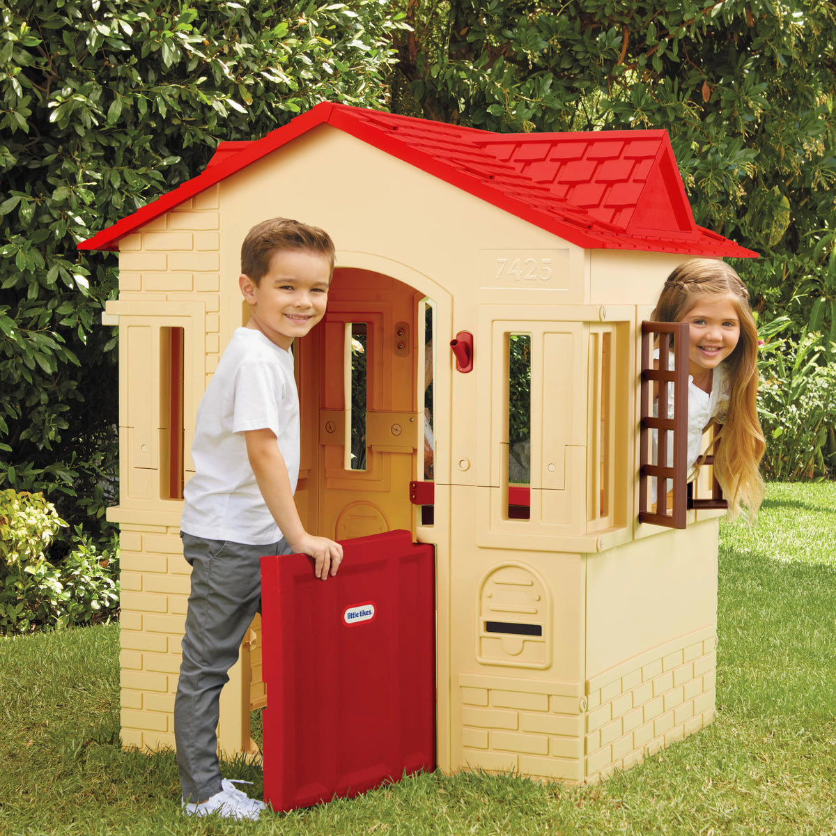Tan Playhouse with Working Door, Windows, and Shutters F43655