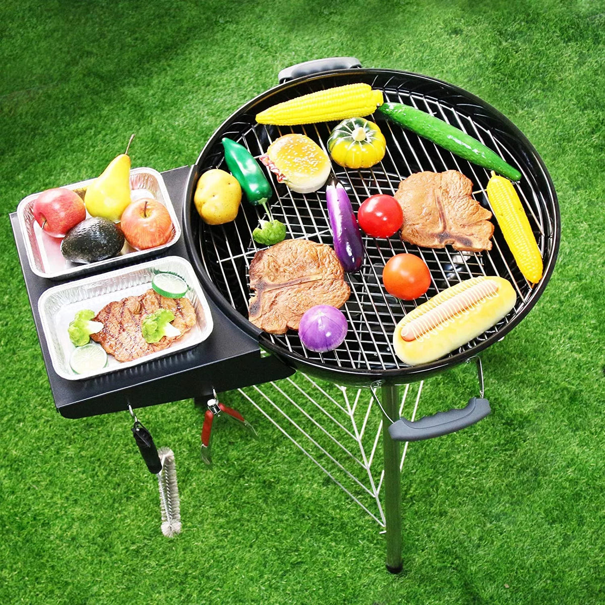 Black Powder Coated Steel Grill Table Shelf H880