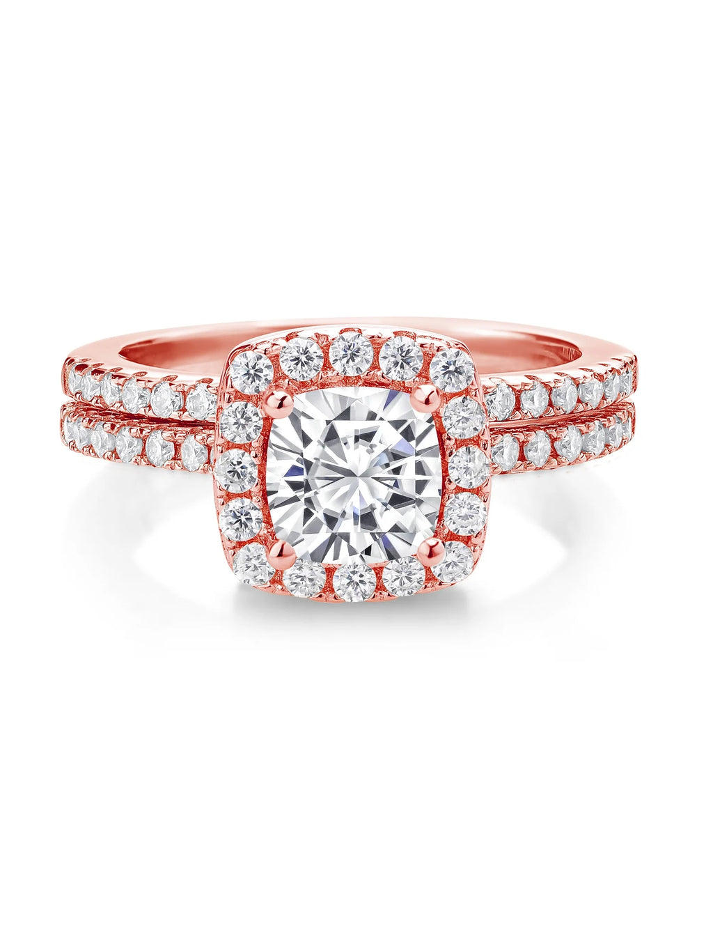 18K Rose Gold Plated Silver Moissanite Wedding Engagement Ring Band (1.62 Cttw) X1430