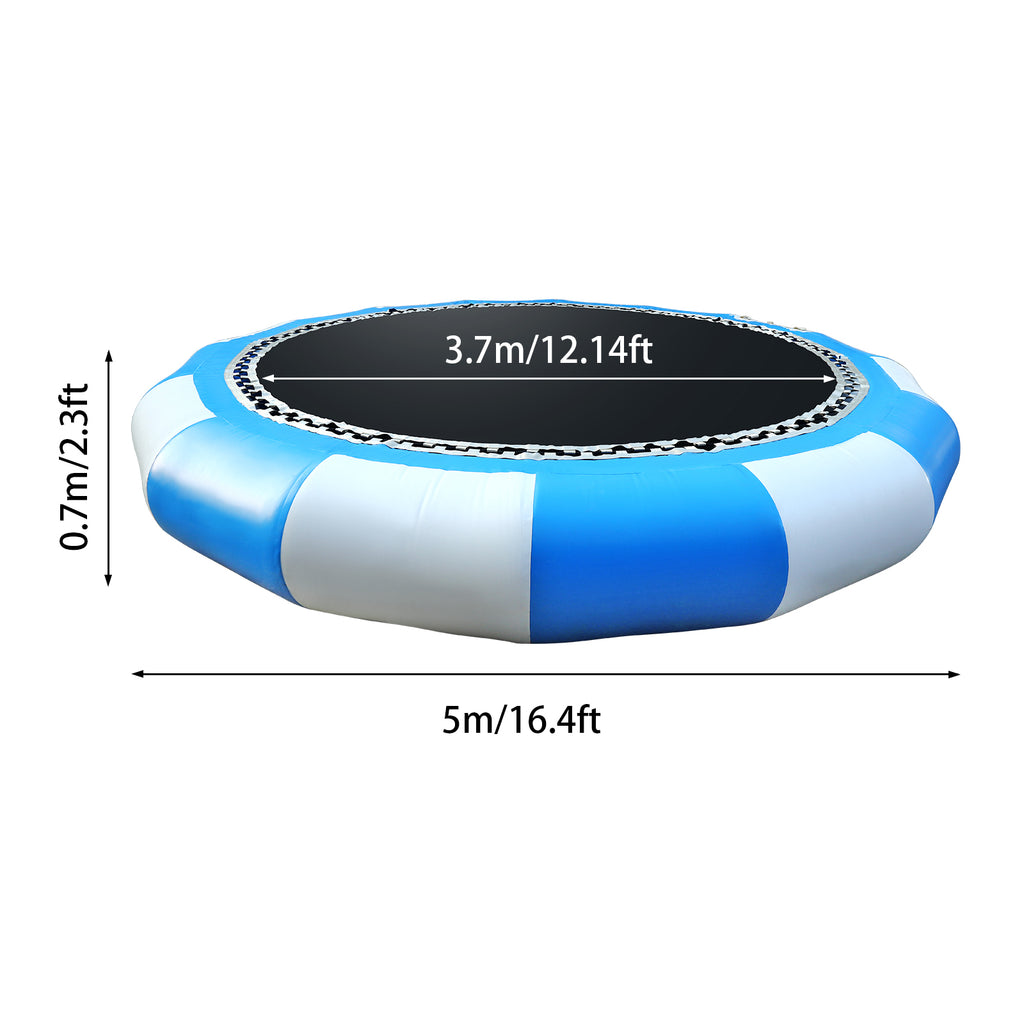 17ft Inflatable Water Trampoline Blue and White PVC Tarpaulin Max Capacity 400kg/ 880lb F82919
