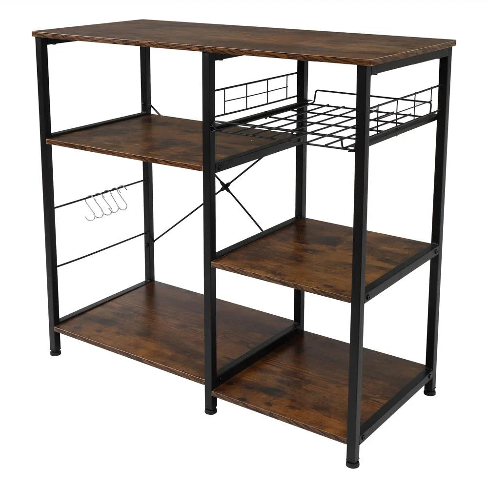 Rustic Brown Bakers Rack Microwave Oven Stand Z78286