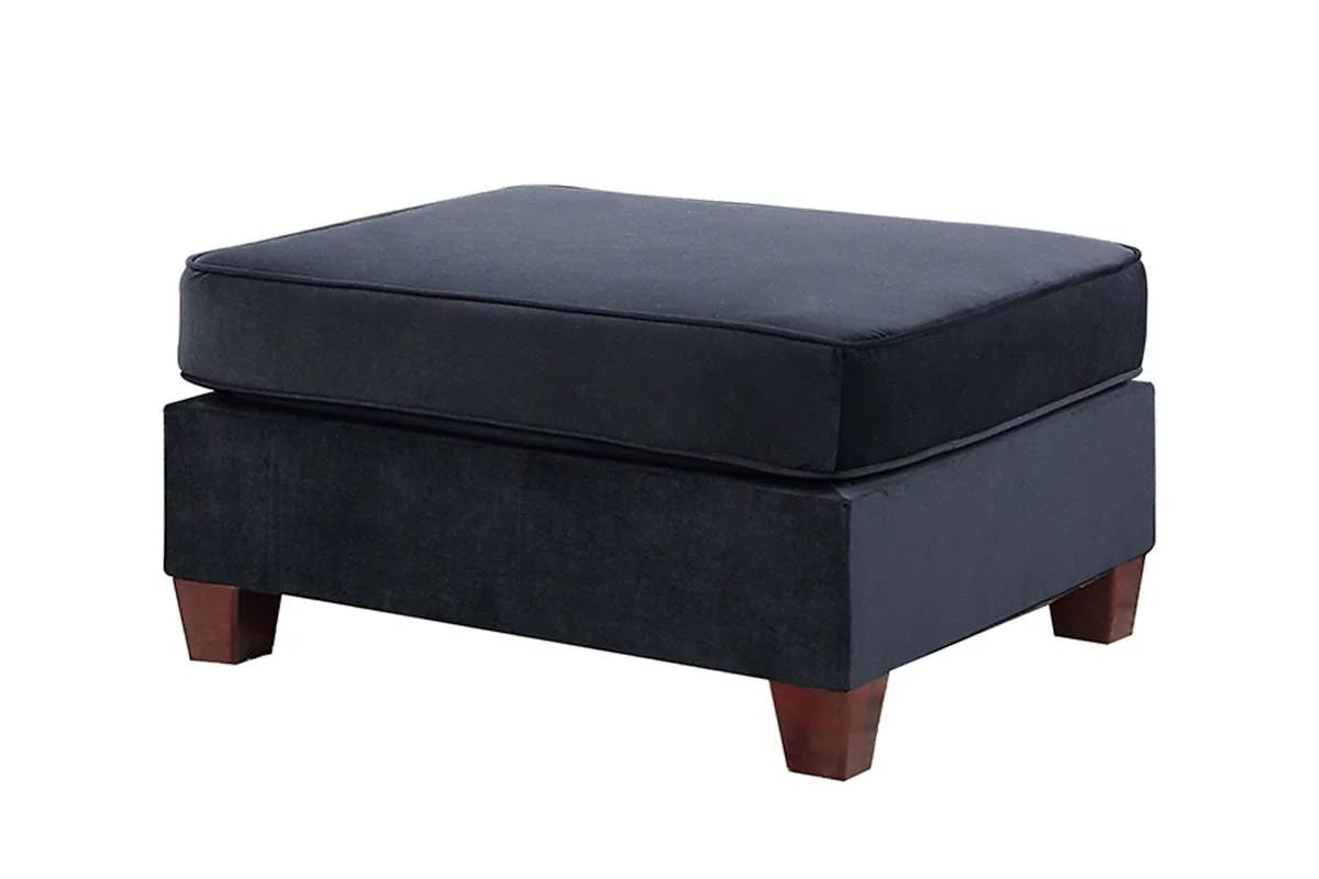 Black Velvet 4pc U-Sectional with Reversible Chaise and Ottoman Q363
