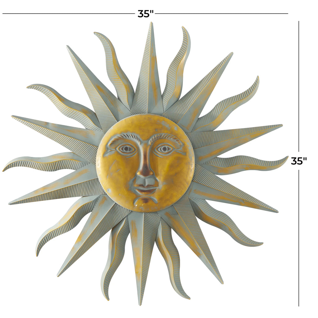 Gold Metal Indoor Outdoor Sun Wall Decor P66819