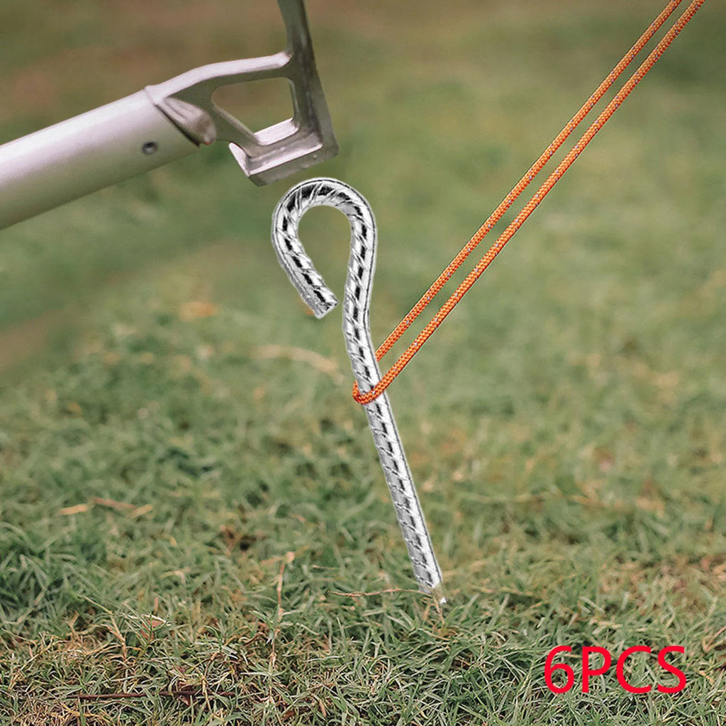 6 Pieces Tent Stakes Pegs with Hook 35CM N688