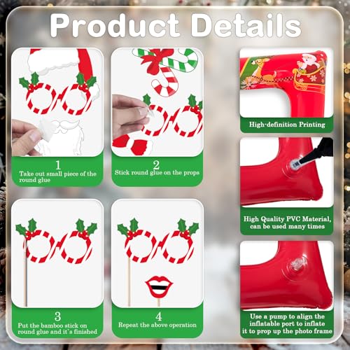 Christmas Photo Booth Props Inflatable Frame 32Pcs D732