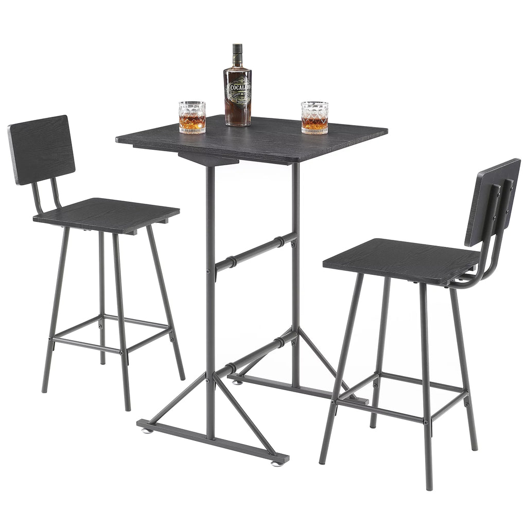3-Piece Square Dining Table Set with 2 Stools Q393