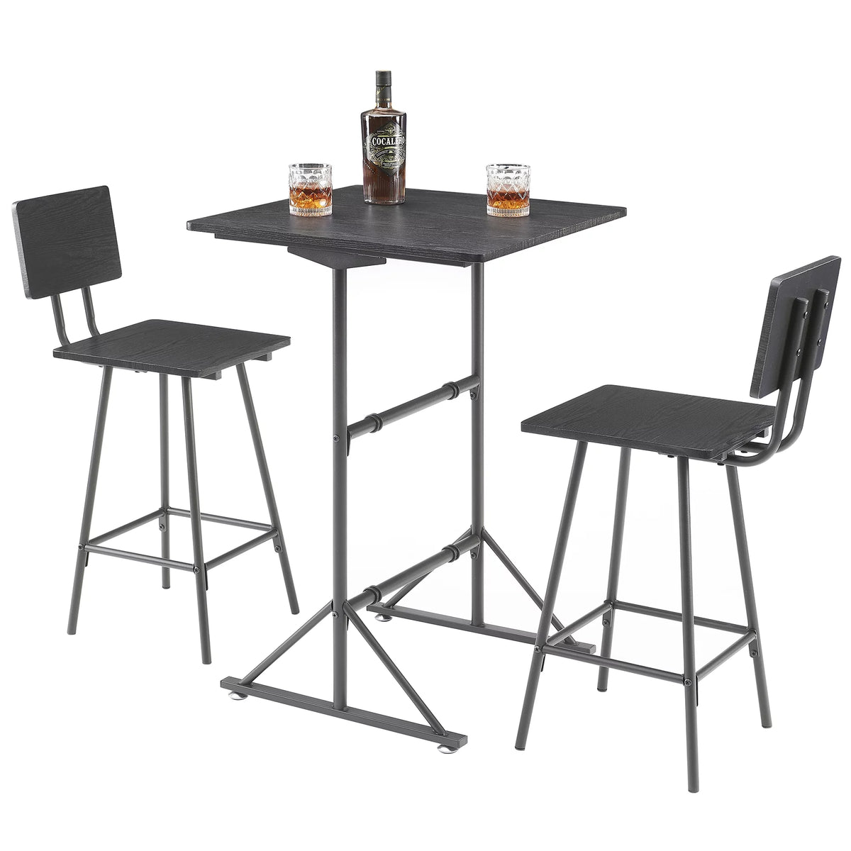 3-Piece Square Dining Table Set with 2 Stools Q393