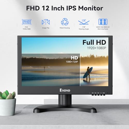 12 inch 1920x1080 IPS LCD Monitor with VGA HDMI BNC AV USB Input Metal Housing B151454