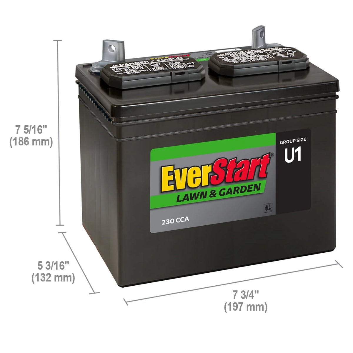 Lead Acid Lawn & Garden Battery, Group Size U1 12 Volt, 230 CCA Z7757