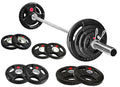 Cast Iron Weight Plates with Barbell Bar and Locks, 100 Pounds Set J718