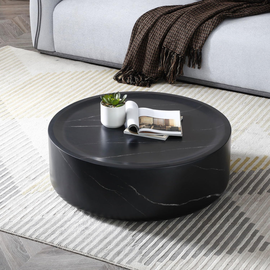 Black Faux Marble Round Coffee Table P251533