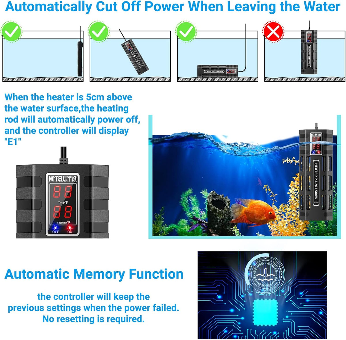 200W/300W/500W Submersible Aquarium Heater V6711