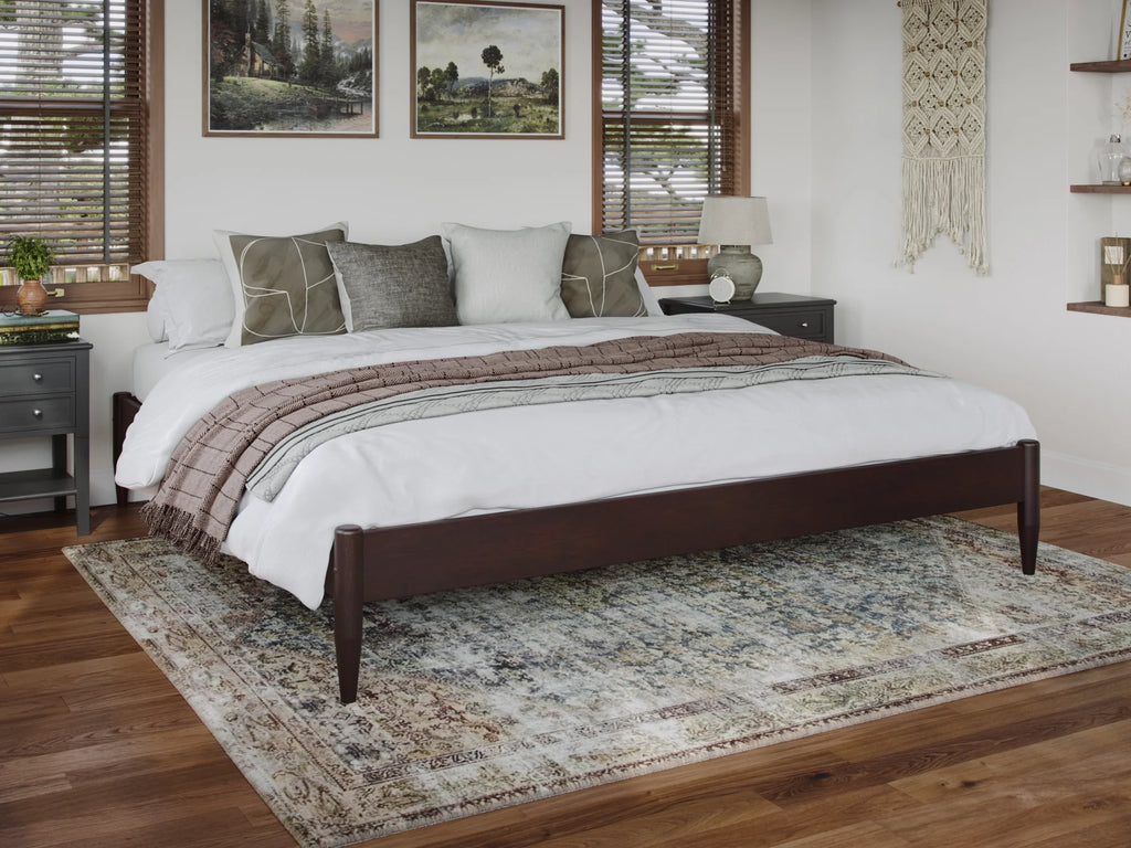 Espresso Solid Wood Platform Bed Twin XL Y68970