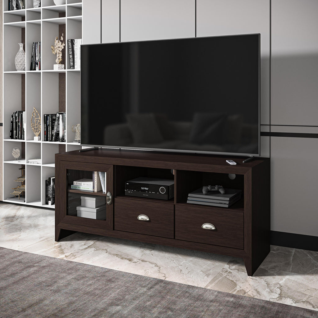 55" Modern TV Stand with Storage, Wenge Brown C1171